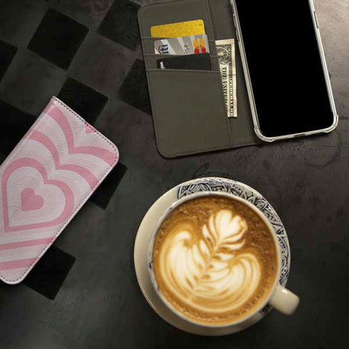 Pink Heart Pattern iPhone 15 Pro Folio Case